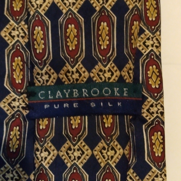 4 Silk Ties, Claybrooke, Gino Pompeii, Stafford, Oscar De La Renta, pre-owned - Picture 3 of 8